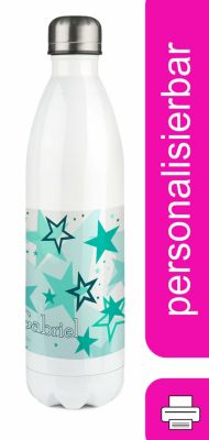 CreaDesign Edelstahl Kinder Thermoflasche / Trinkflasche bunt Sternenhimmel Farbe türkis Spülmaschinenfest Auslaufsicher Bruchfest Doppelwandig Für Heißgetränke geeignet Mit Deckel Isoliert