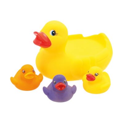 Badeenten Set 4 Stück Quietscheenten Familie Badewannenspielzeug Baby Bade Ente 