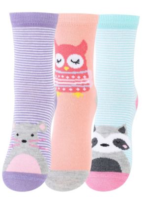 23-26 3 Paar Socken bunter Mix mit 3 verschiedenen Mustern für Mädchen Gr 