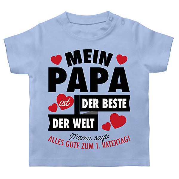 Vatertagsgeschenk Baby Papa Geschenk - Baby T-Shirt kurzarm - Mein Papa ist der Beste der Welt - schwarz - T-Shirts für Kinder