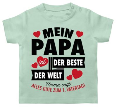 Herzchen Baby T-Shirt Kurzarm Vatertagsgeschenk Tochter & Sohn Baby Unser 1ster Vatertag mit Kussmund Shirtracer