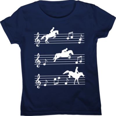 schwarz Mädchen Kinder T-Shirt Shirtracer Pferde auf Musiknoten Tiermotive Kind