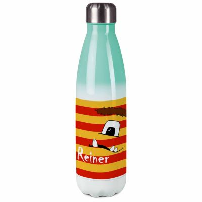 CreaDesign Edelstahl Kinder Thermoflasche / Trinkflasche bunt Monster Streifen Farbe rot gelb Spülmaschinenfest Auslaufsicher Bruchfest Doppelwandig Für Heißgetränke geeignet Mit Deckel Isoliert