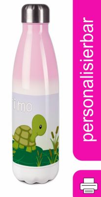 CreaDesign Edelstahl Kinder Thermoflasche / Trinkflasche bunt Schildkröte Spülmaschinenfest Auslaufsicher Bruchfest Doppelwandig Für Heißgetränke geeignet Mit Deckel Isoliert