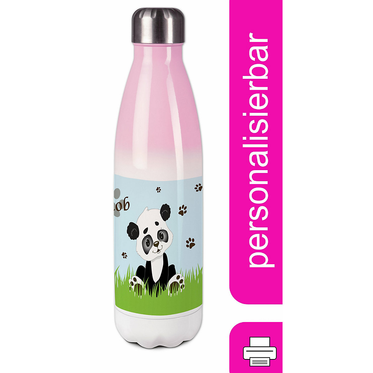 CreaDesign Edelstahl Kinder Thermoflasche / Trinkflasche bunt Panda Bär Spülmaschinenfest Auslaufsicher Bruchfest Doppelwandig Für Heißgetränke geeignet Mit Deckel Isoliert