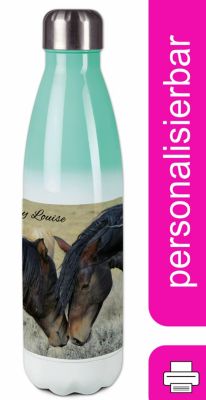 CreaDesign Edelstahl Kinder Thermoflasche / Trinkflasche bunt Paint Horses Spülmaschinenfest Auslaufsicher Bruchfest Doppelwandig Für Heißgetränke geeignet Mit Deckel Isoliert
