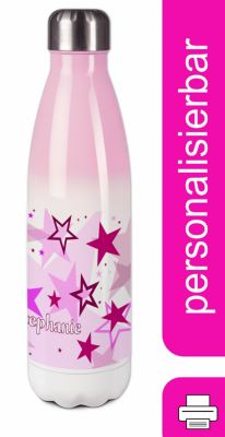 CreaDesign Edelstahl Kinder Thermoflasche / Trinkflasche bunt Sternenhimmel Farbe rosa Spülmaschinenfest Auslaufsicher Bruchfest Doppelwandig Für Heißgetränke geeignet Mit Deckel Isoliert