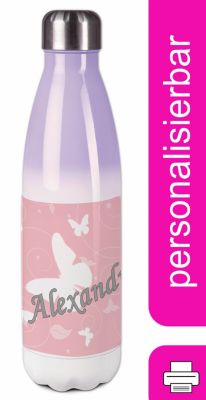 CreaDesign Edelstahl Kinder Thermoflasche / Trinkflasche bunt Schmetterling Ornamente Farbe altrosa Spülmaschinenfest Auslaufsicher Bruchfest Doppelwandig Für Heißgetränke geeignet Mit Deckel Isoliert