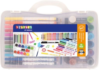 Malkoffer inkl. Farbkasten & Ölkreiden, 65-tlg.