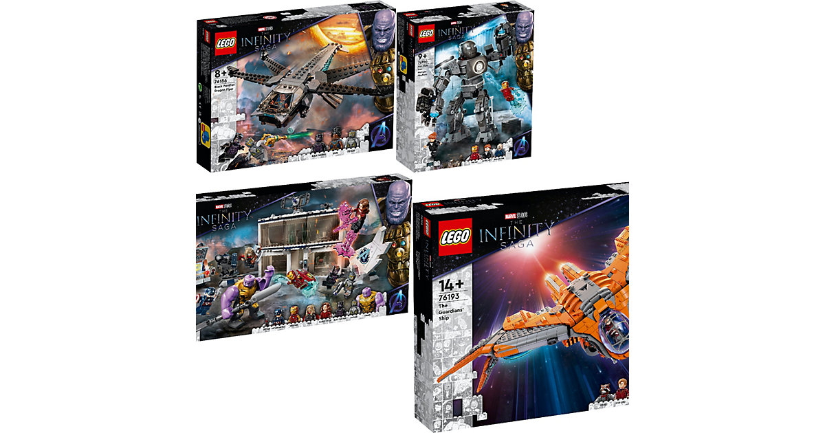 Spielzeug: Lego Marvel Avengers Movie 4er Set: 4 76186 Black Panthers Libelle + 4 76190 Iron Man und das Chaos durch Iron Monger + 4 76192 Aveng