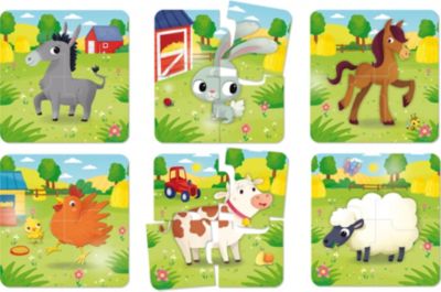 Lelin Holz Puzzle Greifpuzzle mit Knauf Thema Tiere Holzpuzzle Safari 