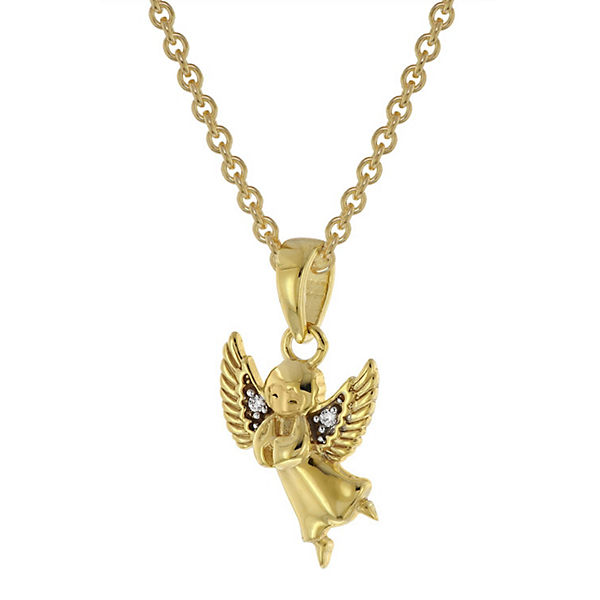 Engel Anhänger Gold 333 / 8K + vergoldete Silber-Halskette Halsketten