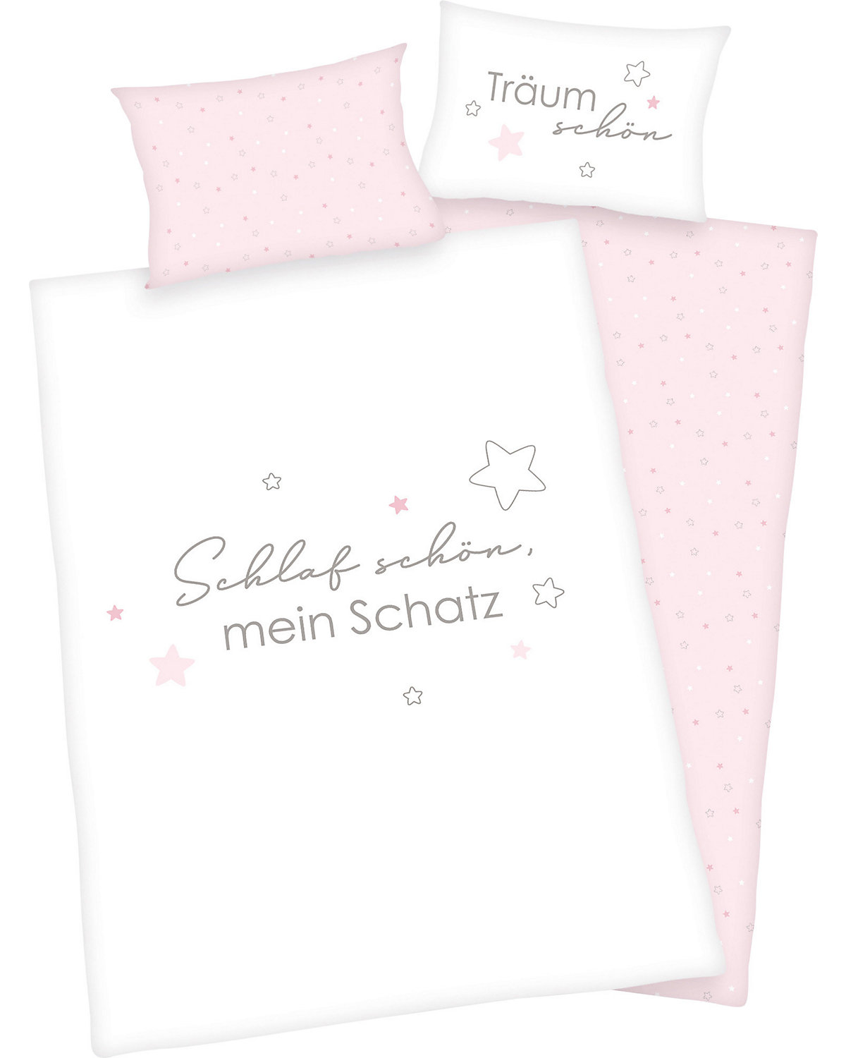 Herding Kinderbettwäsche Kleiner Schatz rosa/weiß 100 x 135 + 40 x 60 cm