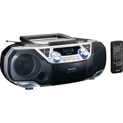 SCD-120SI - XXL Boombox CD/MP3/Kassetten-Player mit FM-Radio, Bluetooth, USB, AUX und Kopfhöreranschluss, silber