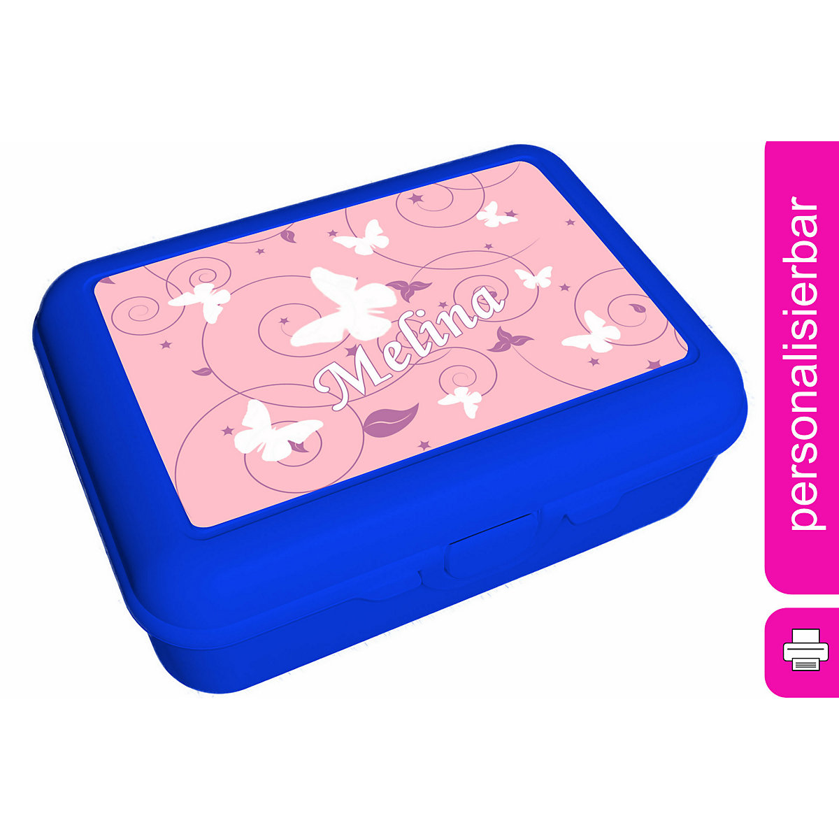 CreaDesign Brotdose mit Trennschale / Einsatz mit Name personalisiert Schmetterling Ornamente rosa lila Spülmaschinenfest Mit Deckel BPA Frei Erweiterbar Leicht zu Säubern mit Namen Wiederverwendbar