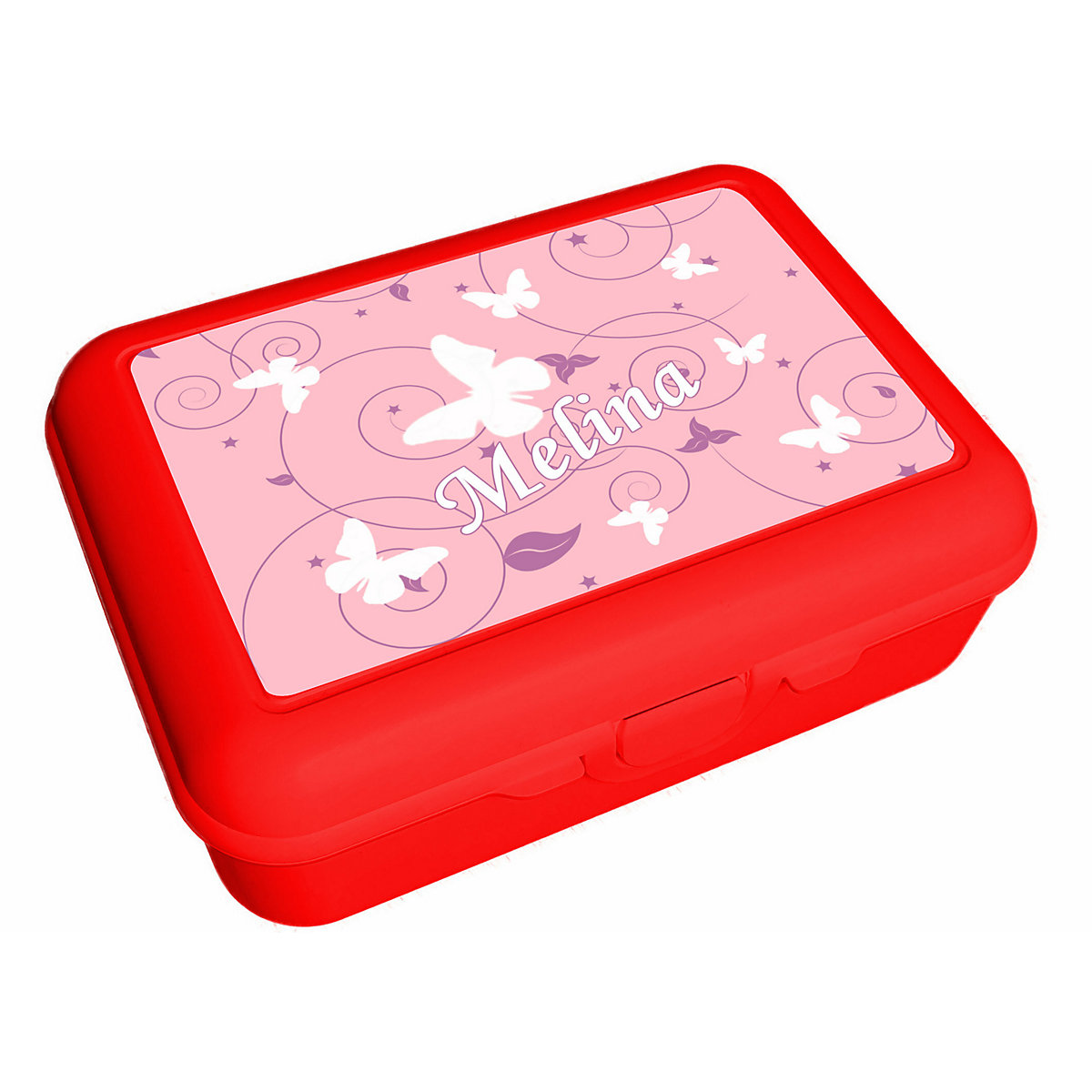 CreaDesign Brotdose mit Trennschale / Einsatz mit Name personalisiert Schmetterling Ornamente rosa lila Spülmaschinenfest Mit Deckel BPA Frei Erweiterbar Leicht zu Säubern mit Namen Wiederverwendbar RI11168