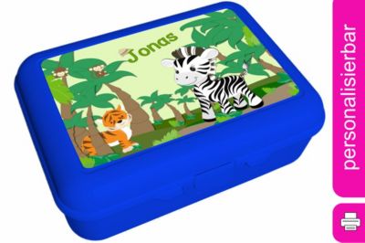 CreaDesign Brotdose mit Trennschale / Einsatz mit Name personalisiert Safari-Zebra Spülmaschinenfest Mit Deckel BPA Frei Erweiterbar Leicht zu Säubern mit Namen Wiederverwendbar