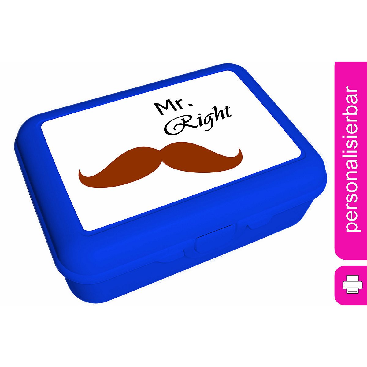 CreaDesign Brotdose mit Trennschale / Einsatz mit Name personalisiert Bart mustache Spülmaschinenfest Mit Deckel BPA Frei Erweiterbar Leicht zu Säubern mit Namen Wiederverwendbar