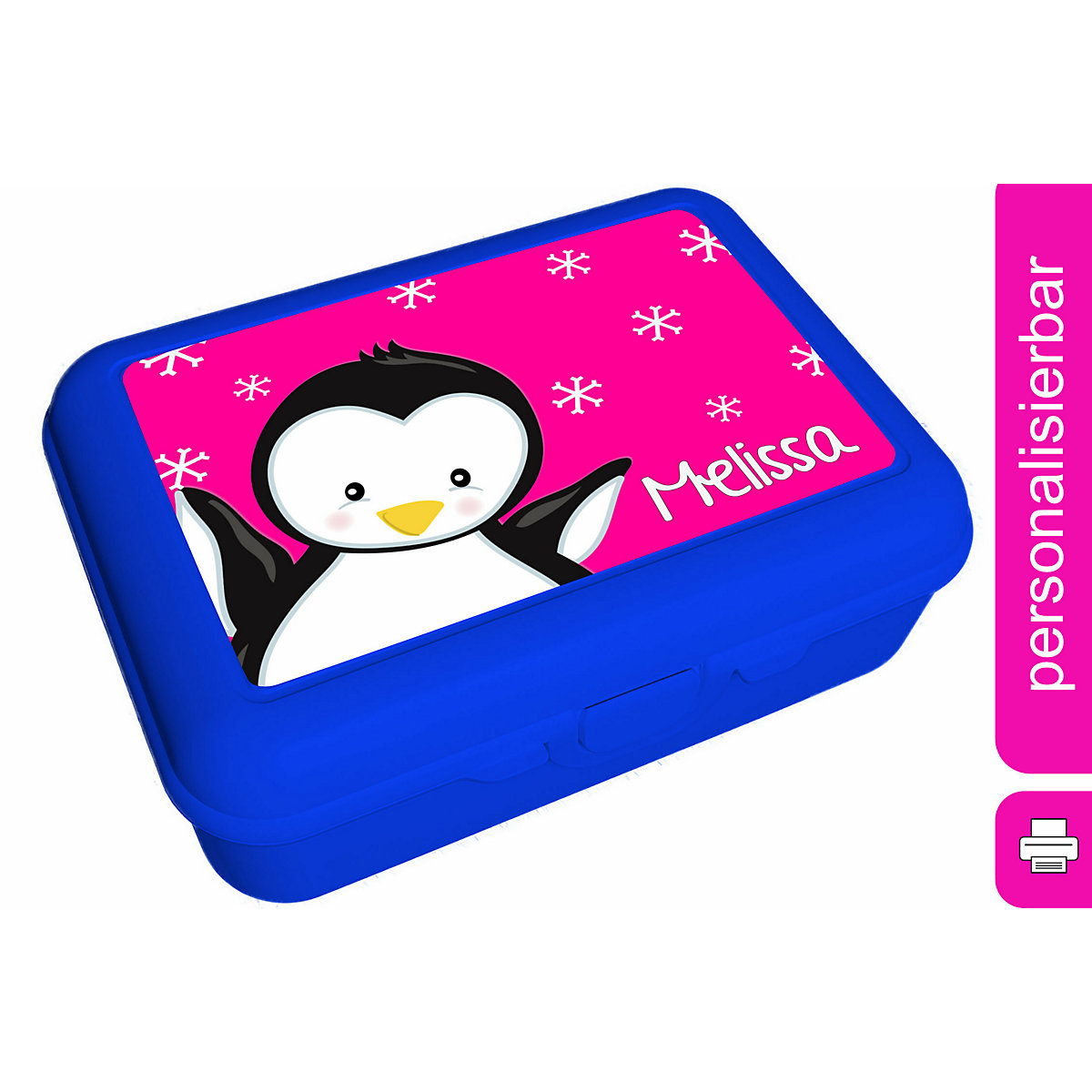 CreaDesign Brotdose mit Trennschale / Einsatz mit Name personalisiert Pinguin pink Spülmaschinenfest Mit Deckel BPA Frei Erweiterbar Leicht zu Säubern mit Namen Wiederverwendbar