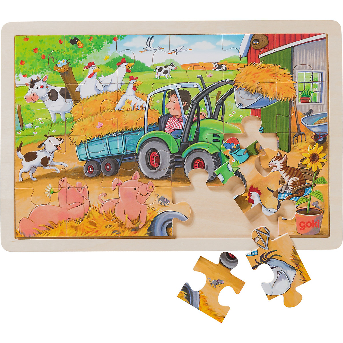 goki Einlegepuzzle Kleiner Traktor