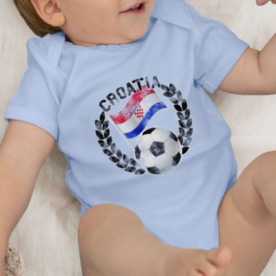 Fussball WM 2022 Baby - Baby Body Kurzarm - Croatia Flagge & Fußball