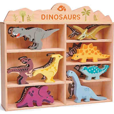 Dinosaurier, 8 Stück im Holzdisplay
