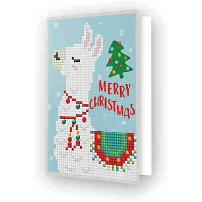 DIAMOND DOTZ® Original Diamond Painting Greeting Card "Merry Christmas Llama“ Postkarte 12,6 x 17,7 cm ab 8 Jahren (DDG.003)