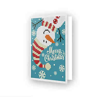 DIAMOND DOTZ® Original Diamond Painting Greeting Card "Merry Christmas Snowman“ Postkarte 12,6 x 17,7 cm ab 8 Jahren (DDG.019)