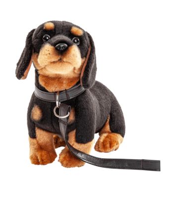 Dackel schwarz, mit Leine 27 cm (Länge) PlüschHund, Plüschtier