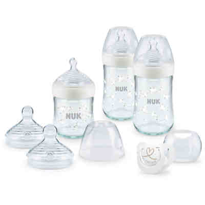 NUK Nature Sense Glasflaschen Set, Nature Sense Babyflaschen mit Temperature Control Anzeige, Trinksauger und Genius Schnuller