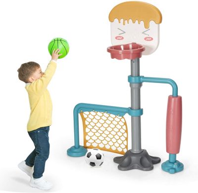 Kinder Fußball Tor Basketball Stand 2 In 1 Indoor und Outdoor Spielzeug 2 In KS 