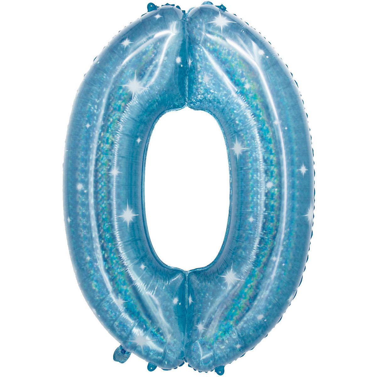 Folat Folienballon Zahl 0 101 cm Galactic Aqua Blau