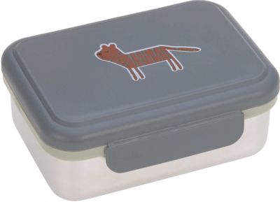 LÄSSIG Kinder Brotdose Edelstahl Lunchbox Frühstücksbox Nachhaltig Kindergarten Schule Safari Tiger