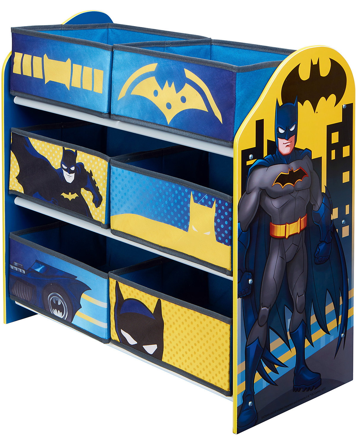 Batman Regal zur Spielzeugaufbewahrung mit sechs Kisten für Kinder