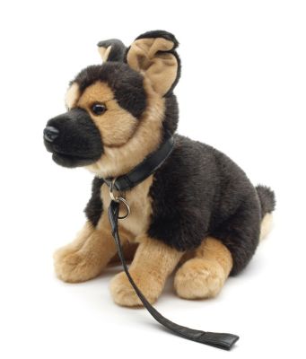 Plüsch Hund Schäferhund mit Halsband Dog Stofftier Kuscheltier 25 cm Neu 