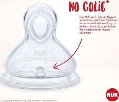 NUK NUK Anti Colic Silikon Sauger 2 x 2 Milch Gr 1 für 0-6 Monate neu OVP 
