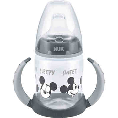 NUK Disney Mickey Mouse First Choice Trinklernflasche mit Temperature Control, 150ml, auslaufsicher, BPA frei, 6-18 Monate, 1 Stück, grau