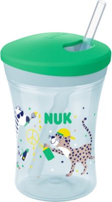 NUK Action Cup 230 ml weicher Trinkhalm Trinklernbecher ab 12 Monate Tiger blau 