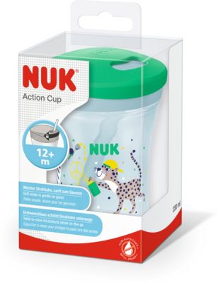 NUK Action Cup 230 ml weicher Trinkhalm auslaufsicher ab 12 Monaten Boy Tiger 