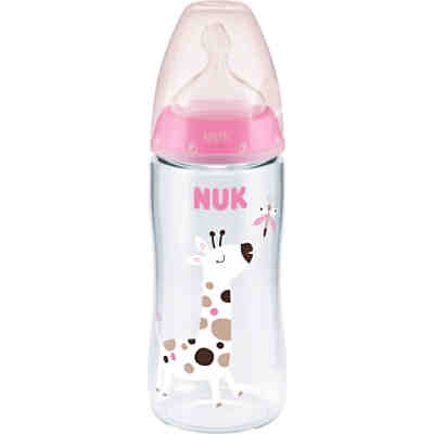 NUK First Choice+ Babyflasche mit Temperature Control, kiefergerechter Trinksauger, 300ml, BPA frei, 6-18 Monate, rosa