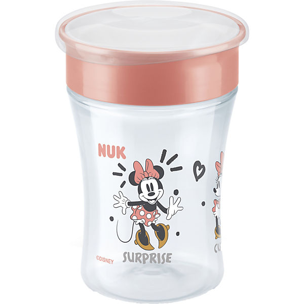 NUK Disney Minnie Mouse Magic Cup 230ml, 360°-Trinkrand, abdichtende Silikonscheibe, ab 8 Monaten, rot