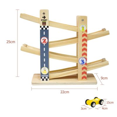 Kugelbahn Auto Rennbahn aus Holz Spielzeug ab 18 Monate Autobahn Murmelbahn 