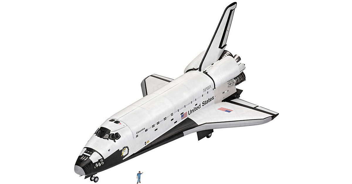 Image of Geschenkset Space Shuttle, Jubiläumsset, Revell Modellbausatz mit Basiszubehör im Maßstab 1:72, 111 Teile, 48,9 cm
