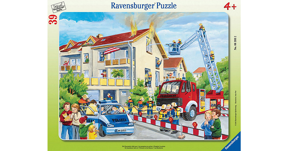 Rahmen-Puzzle, 39 Teile, 32,5x24,5 cm, Die Feuerwehr rückt aus Rahmen-Puzzle, 39 Teile, 32,5x24,5 cm, Die Feuerwehr rückt aus