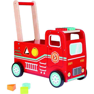 Holzspielzeug Lauflernwagen Feuerwehrauto