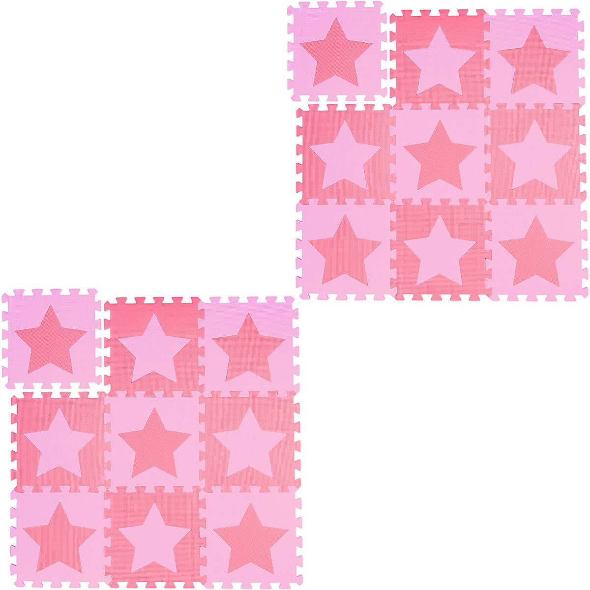 relaxdays 18 x Puzzlematte Sterne rosa-pink