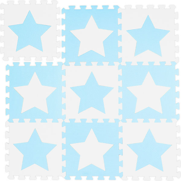 9 x Puzzlematte Sterne weiß-blau