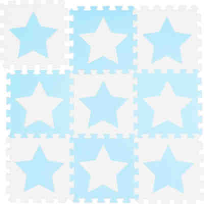 9 x Puzzlematte Sterne weiß-blau