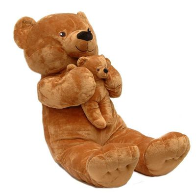 Plüschbär mit Baby Teddymama ca.16 cm braun 