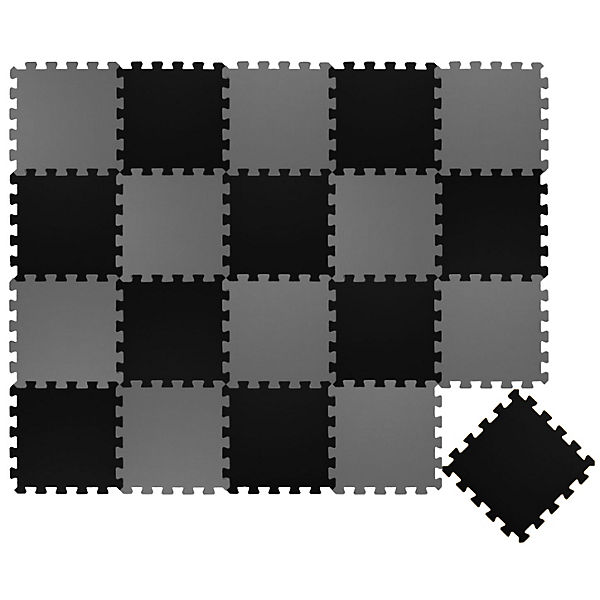 Puzzlematte Uni Schwarz Grau 20 Teile